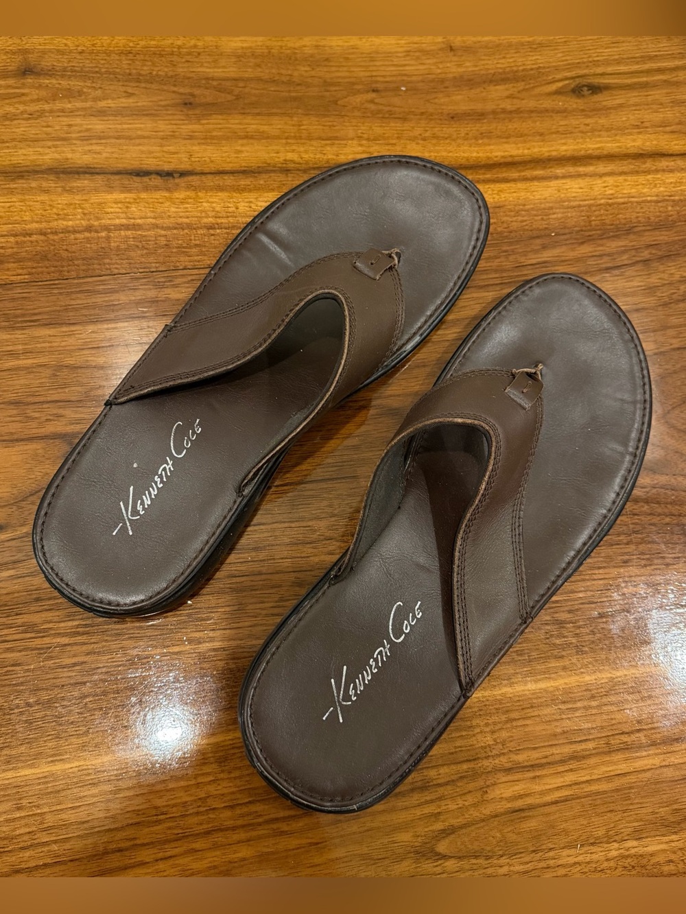kenneth cole brown leather thong sandals